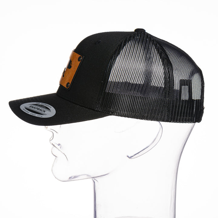 Grizzly Teal Copper & Mahogany Wood Plate Patch Trucker Cap - Black