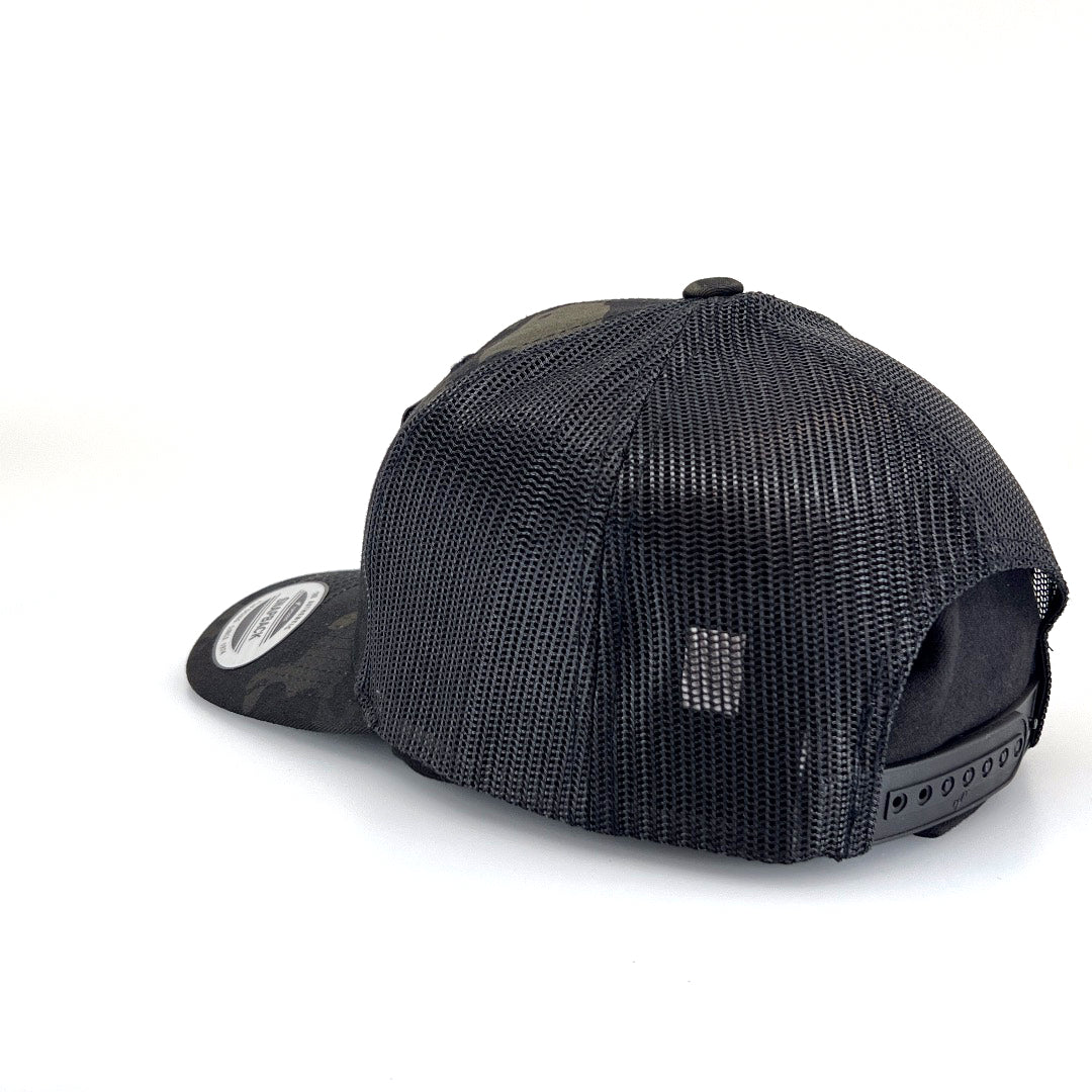 Missoula MT Wood Patch Plate Trucker Cap - Black Camo