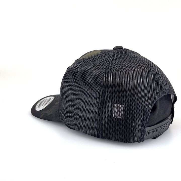 Missoula MT Wood Patch Plate Trucker Cap - Black Camo