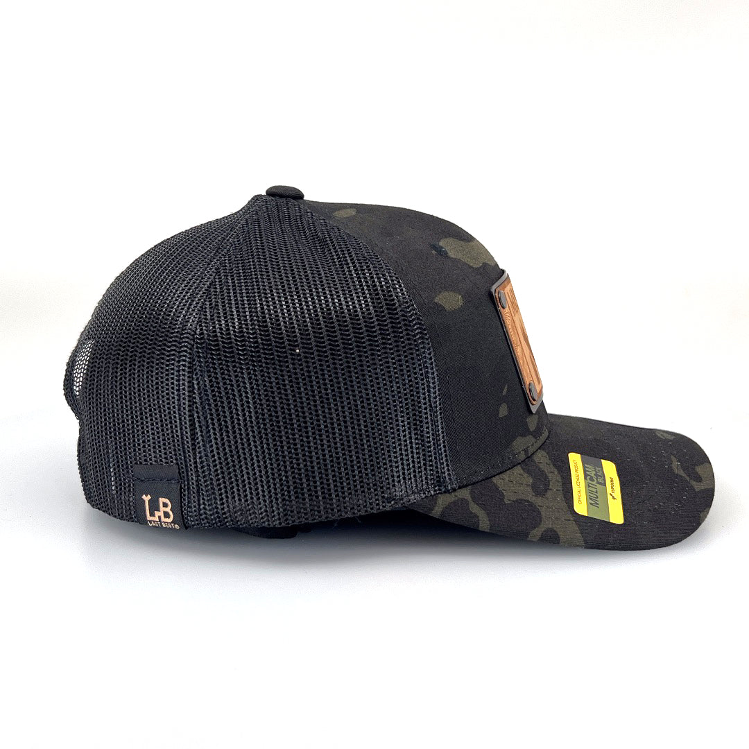 Missoula MT Wood Patch Plate Trucker Hat - Black Camo