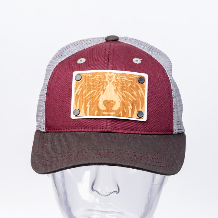 Grizzly Alderwood Patch Plate Trucker Hat - Maroon & Grey