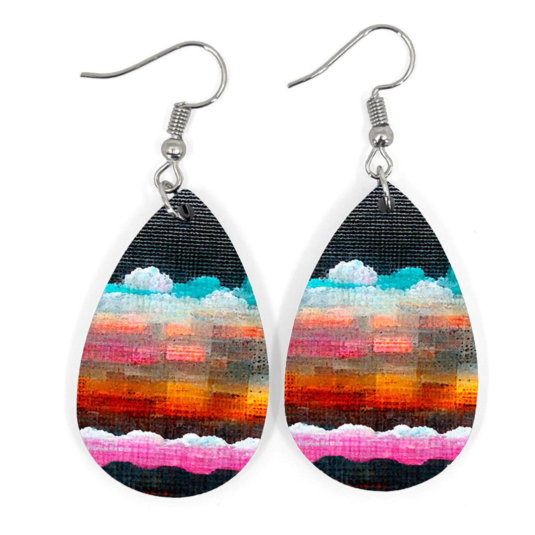 Pixel Abstract Clouds Teardrop Earring