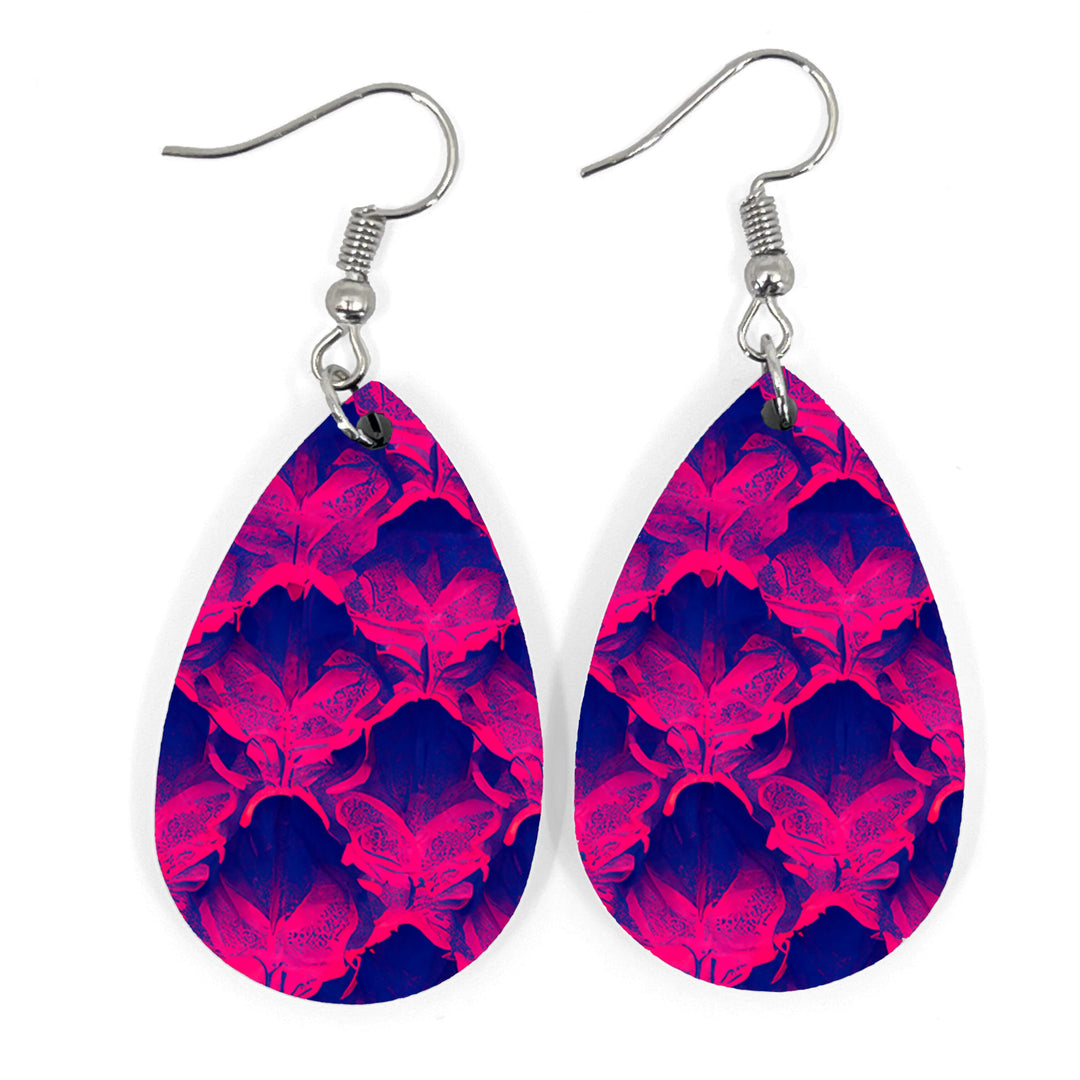 Pink Damask Teardrop Earring