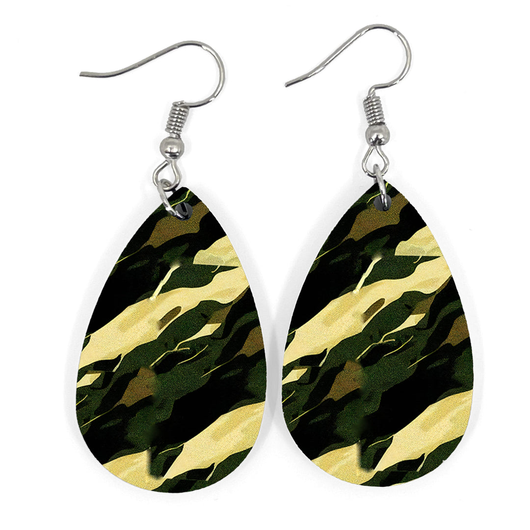 Camo Agate Teardrop Earring