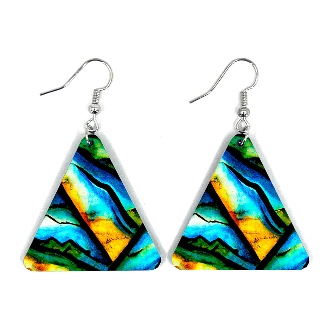 Stained Glass Mountains Triangle Earring