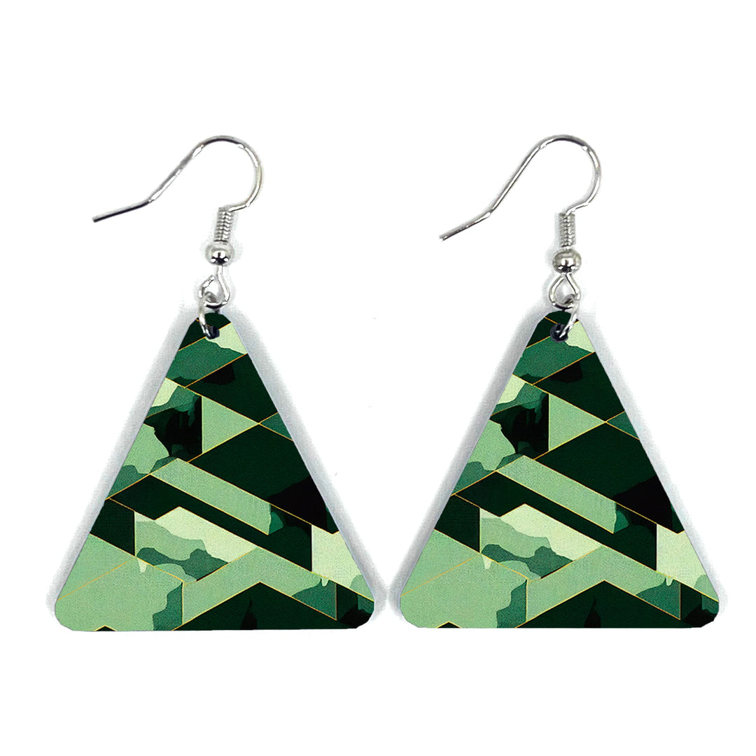 Glass Pine Triangle Earring