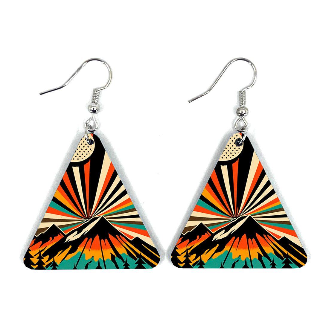 Mountain Sunset Rays Triangle Earring