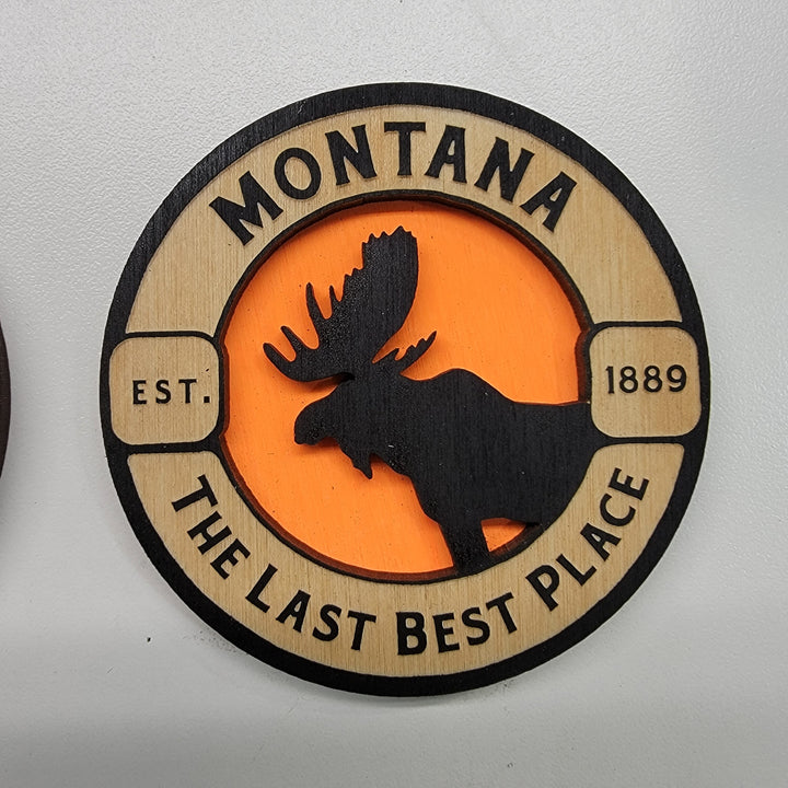 3D Wood MT Moose Magnets