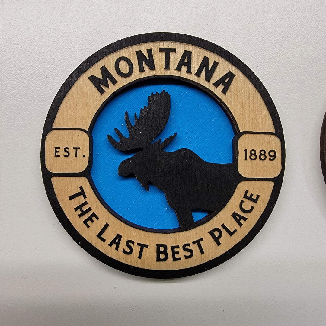 3D Wood MT Moose Magnets