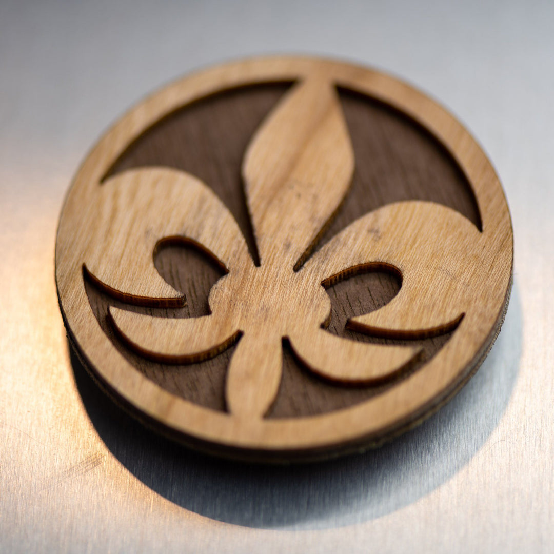 Dual Species Wood Magnet Magnet Last Best Supply Co Fleur de lis - Cherry on top