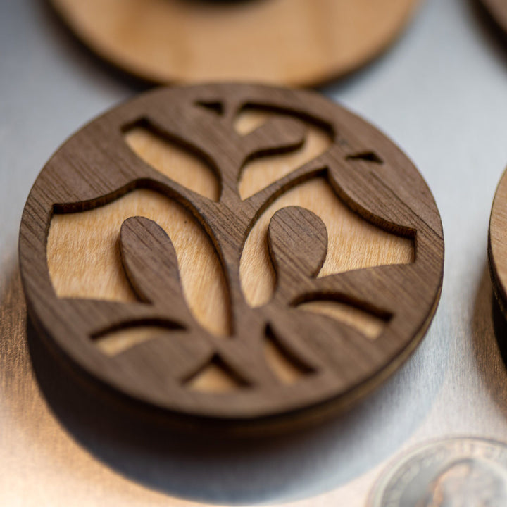Dual Species Wood Magnet Magnet Last Best Supply Co Leaves - Walnut on top