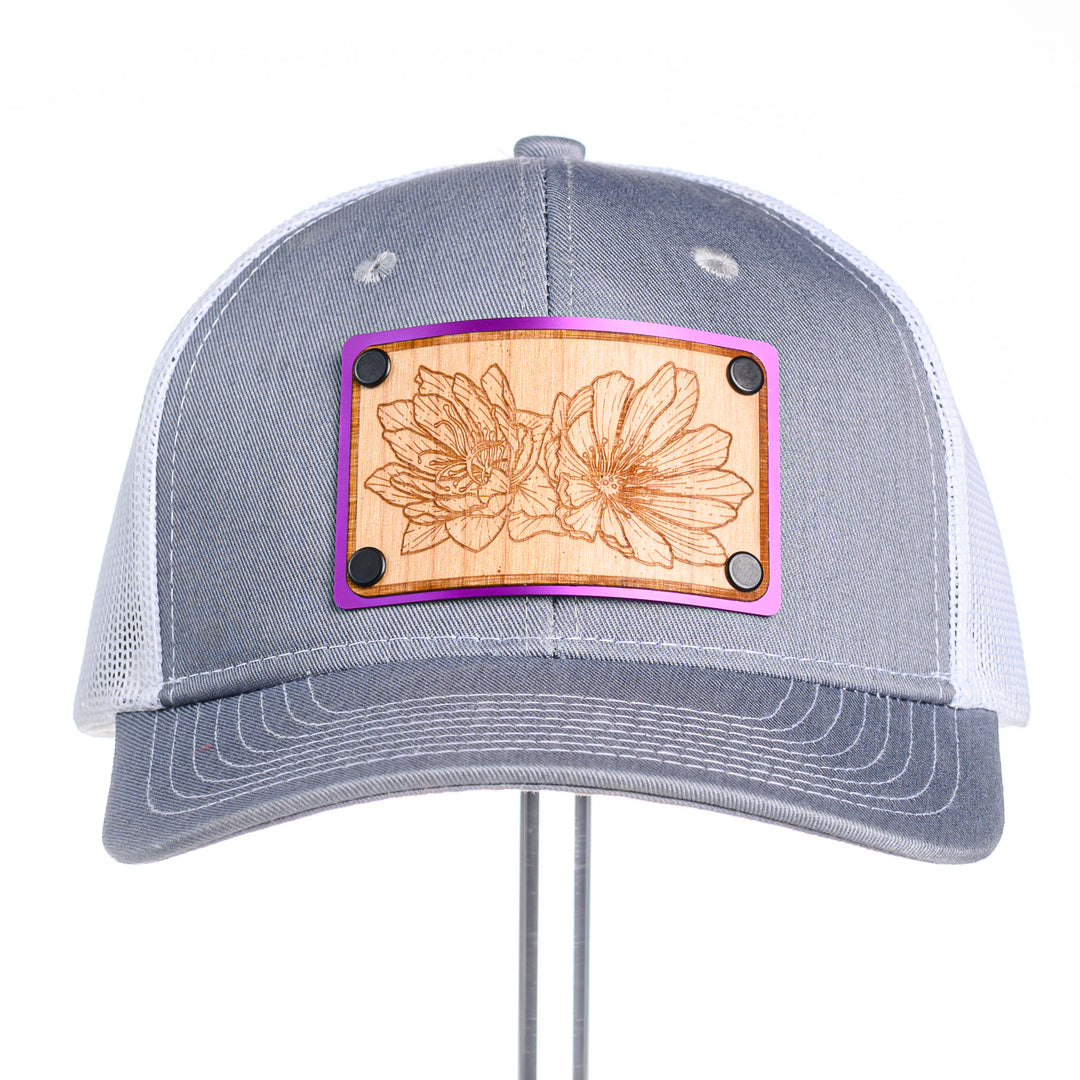 Bitterroot Wood Patch Grey & White Trucker Hat