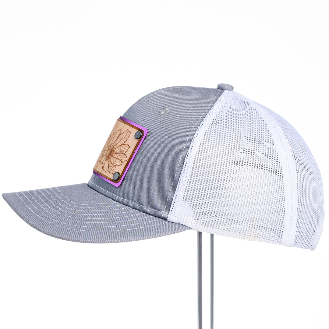 Bitterroot Wood Patch Grey & White Trucker Hat