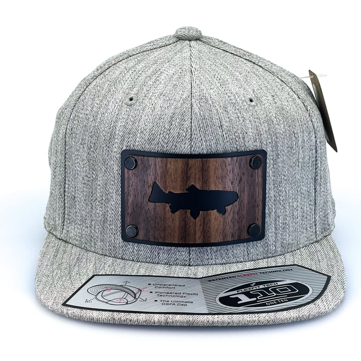 Walnut Trout Patch Plate Heather Grey Flat Bill Hat