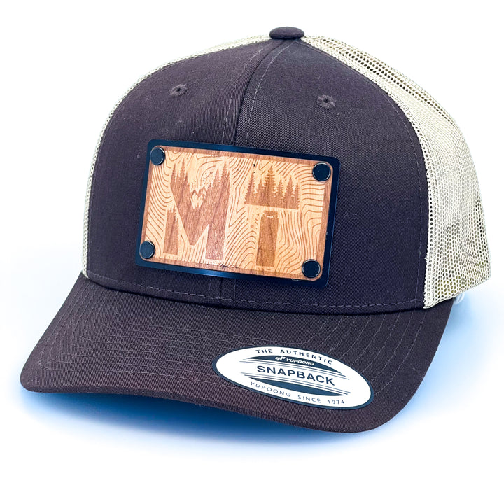 MT Living Letter Alder Wood Plate Patch Earthy Trucker Hat