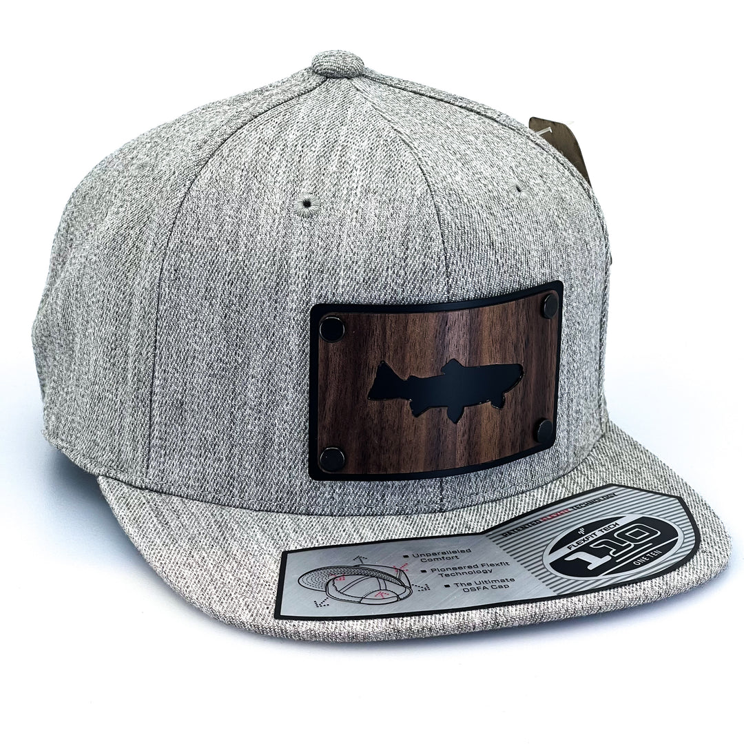 Walnut Trout Patch Plate Heather Grey Flat Bill Hat