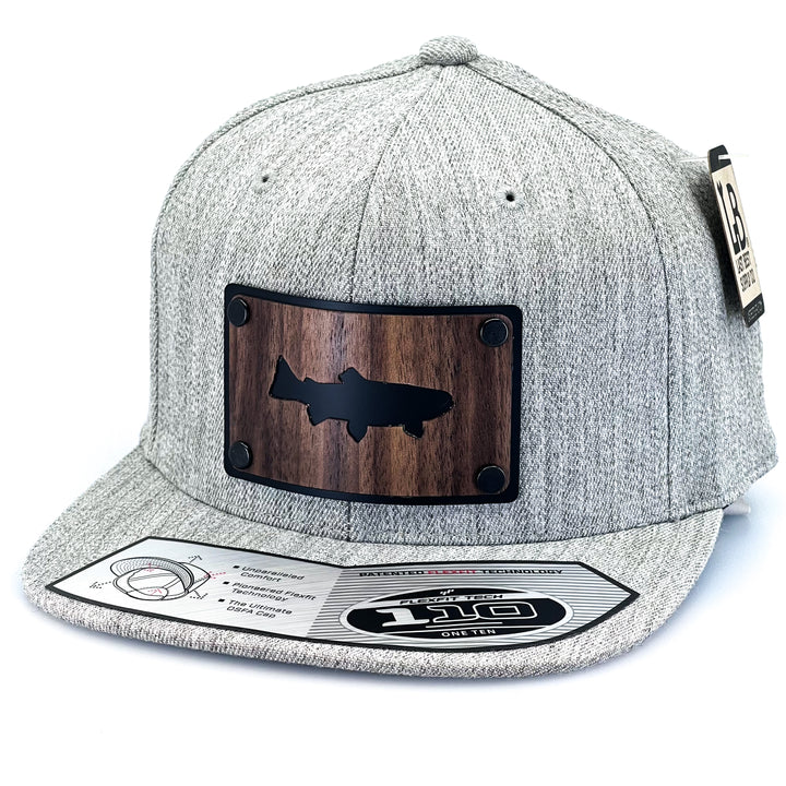 Walnut Trout Patch Plate Heather Grey Flat Bill Hat