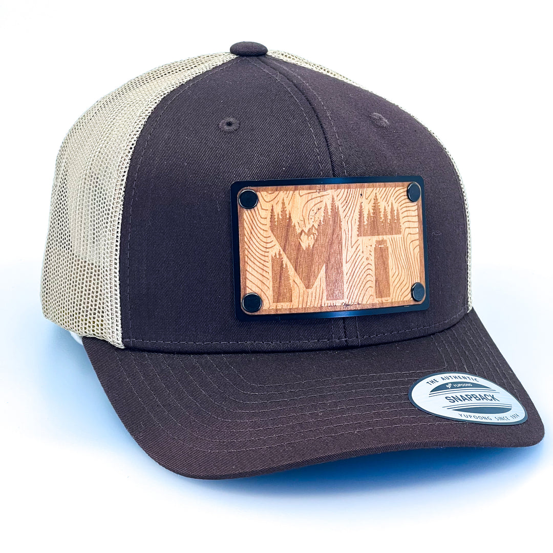 MT Living Letter Alder Wood Plate Patch Earthy Trucker Hat